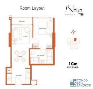 Down payment! KHUN BY YOO luxurious condo in the heart of Thonglor, 1 Bed 49.75 Sqm. Balcony facing north, beautiful view.
