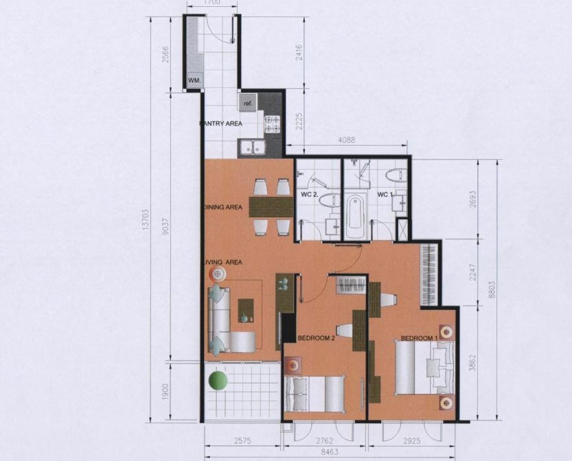 Down payment sale condo 15 Sukhumvit Residences. 2 bedrooms 79 sq.m. High floor.