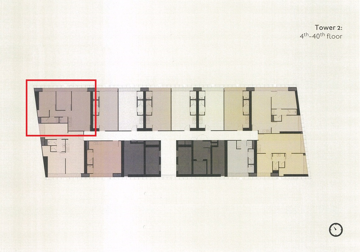 Down payment sale at Sukhumvit 24 in Bangkok, 2 Bedrooms 51.83 sq.m. Tower 2,  walk to Phrom Phong BTS.