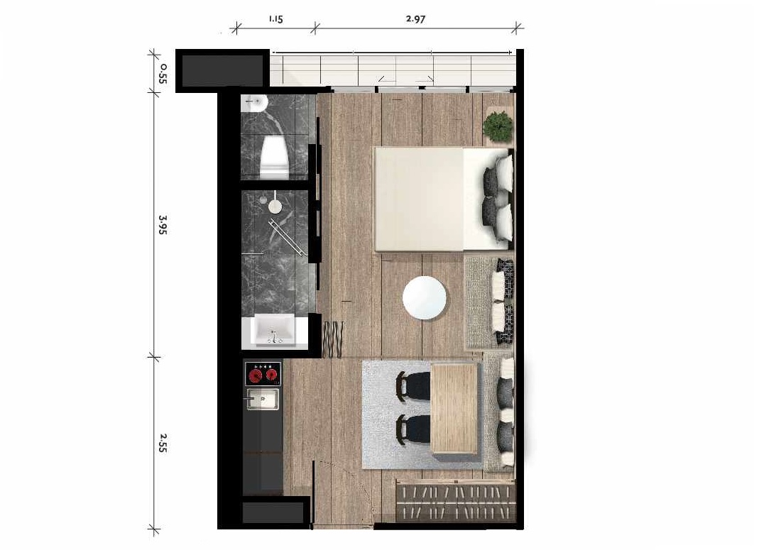 Park 24 down payment sale, 1 Bedrooms 27.91 sq.m. Tower 5, walk to Phrom Phong BTS.