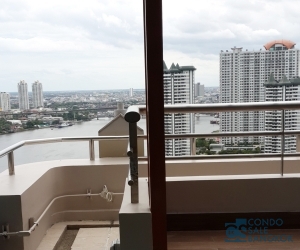 Penthouse Triplex for sale on the best view of Chaophraya River, 3 bedrooms 218.40 sqm.