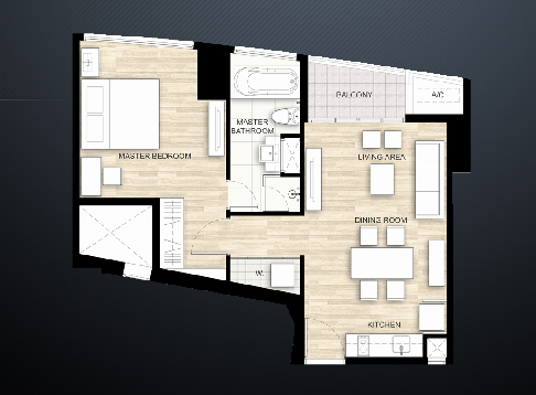 Brandnew Condo for sale in Sukhumvit 56.5 sq.m. 1 bedroom Opposite Emporium. Prompong BTS. Nice woodern floor. Premium quality of fitting. 2.8 m. of ceiling height!