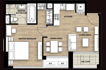 Luxyry condo for sale in Wireless (ploenchit) area. Elegrant decoration 54.50 sq.m. one bedroom fully furnished.  Ploenchit BTS